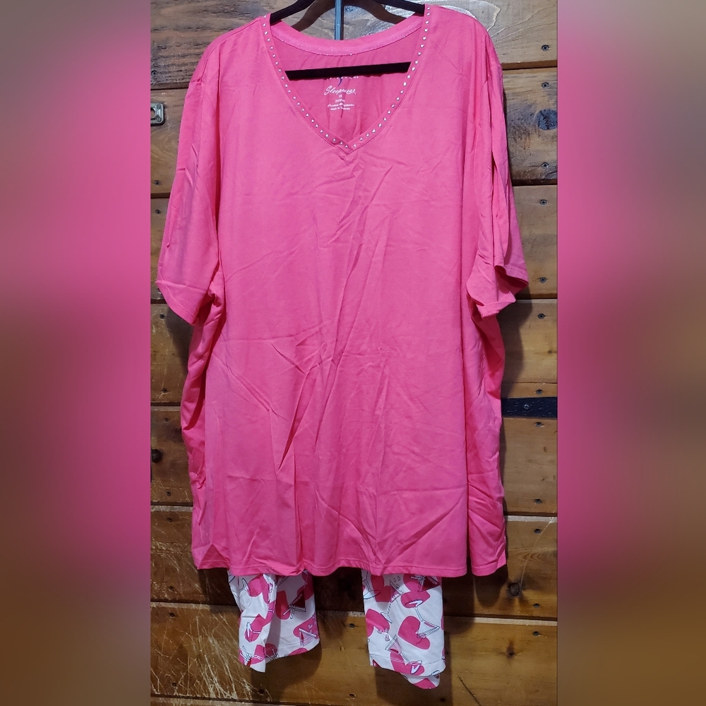 Vibrant Pink and Cream Pajamas Sleepwear Set